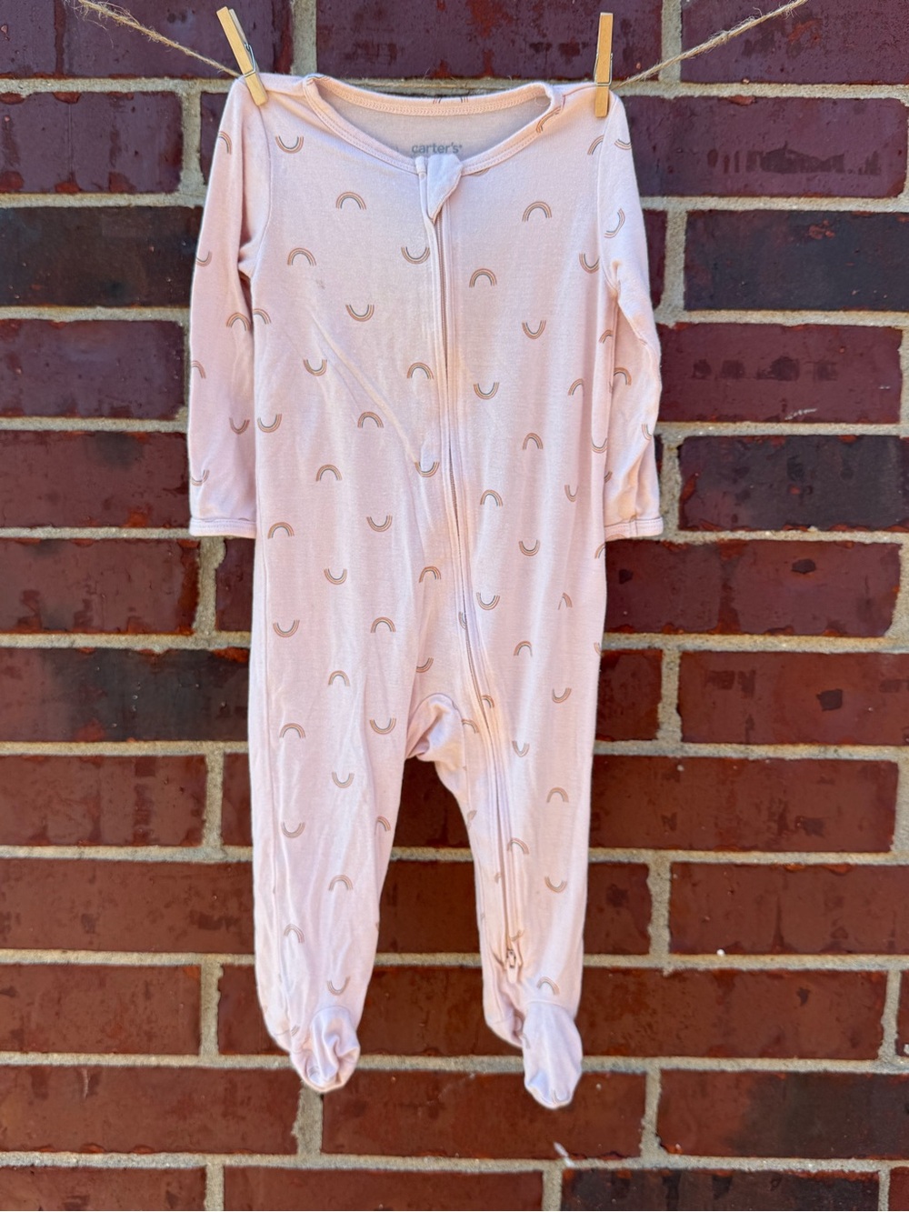 Carter's Light Pink Rainbow Arch Footed One-Piece